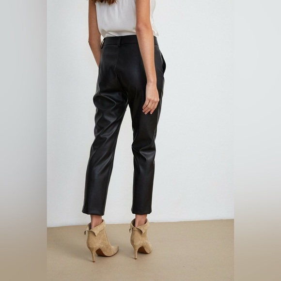 VELVET By Graham & Spencer Hydie Vegan Leather Pant Trousers Black - Picture 3 of 8